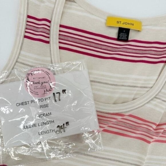 St. John Ivory Red Striped Capsule Knit Sleeveless Scoop Neck Small Tank Top - Picture 8 of 8